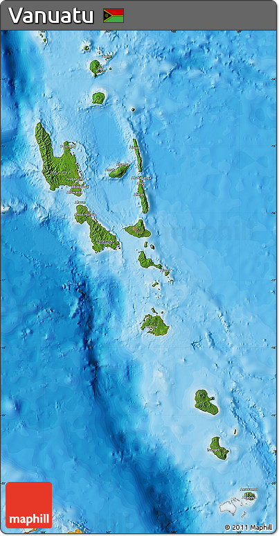 Satellite Map of Vanuatu, political outside