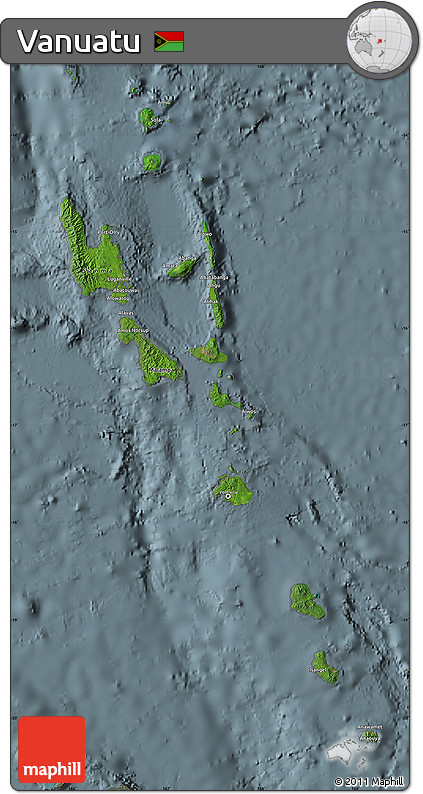 Satellite Map of Vanuatu, semi-desaturated