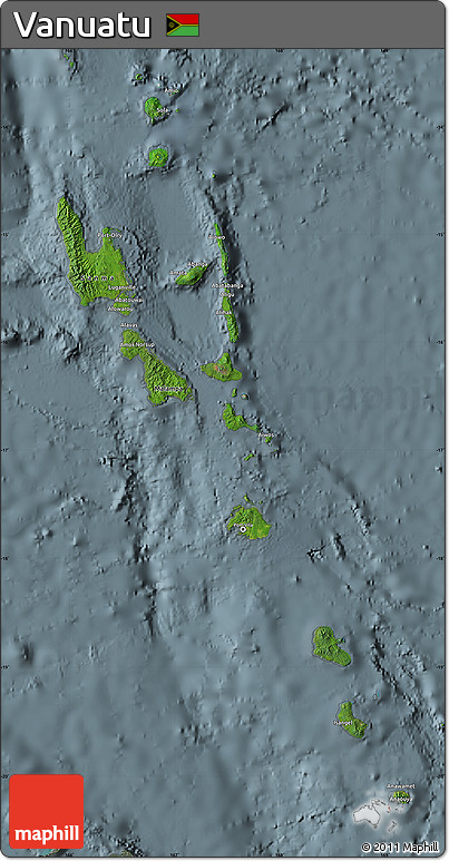 Satellite Map of Vanuatu, semi-desaturated
