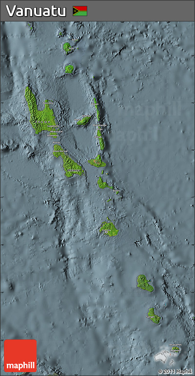 Satellite Map of Vanuatu, semi-desaturated