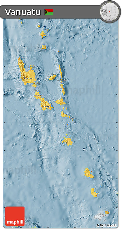 Savanna Style Map of Vanuatu, single color outside