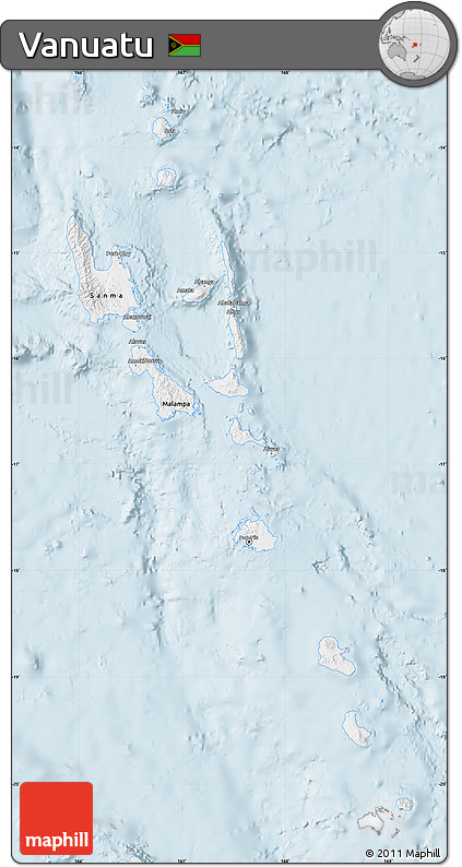 Silver Style Map of Vanuatu, single color outside
