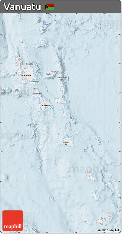 Silver Style Map of Vanuatu, single color outside