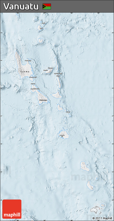 Silver Style Map of Vanuatu, single color outside