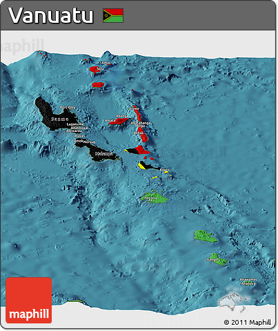 Flag Panoramic Map of Vanuatu, satellite outside