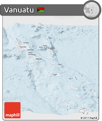 Gray Panoramic Map of Vanuatu, single color outside