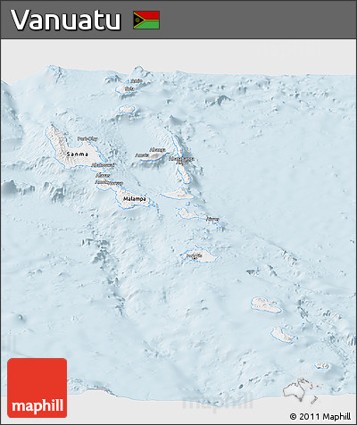Gray Panoramic Map of Vanuatu, single color outside
