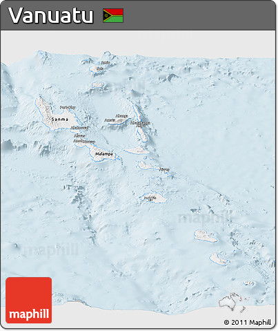 Gray Panoramic Map of Vanuatu, single color outside