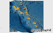 Political Shades Panoramic Map of Vanuatu, darken