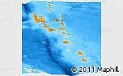 Political Shades Panoramic Map of Vanuatu, semi-desaturated, land only