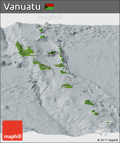 Satellite Panoramic Map of Vanuatu, lighten, semi-desaturated