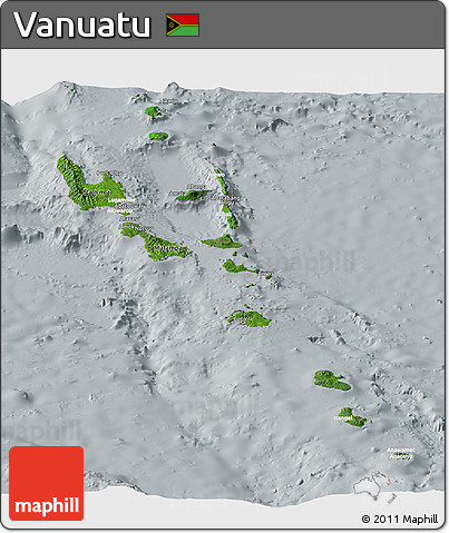 Satellite Panoramic Map of Vanuatu, lighten, semi-desaturated