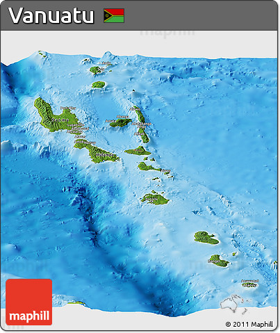 Satellite Panoramic Map of Vanuatu, physical outside
