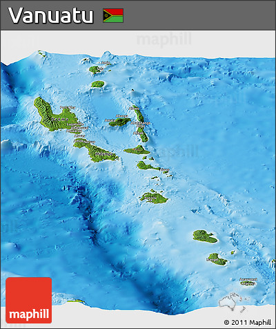Satellite Panoramic Map of Vanuatu, physical outside