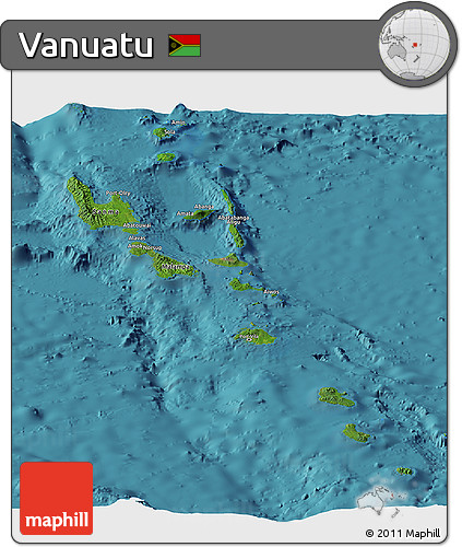 Satellite Panoramic Map of Vanuatu, single color outside