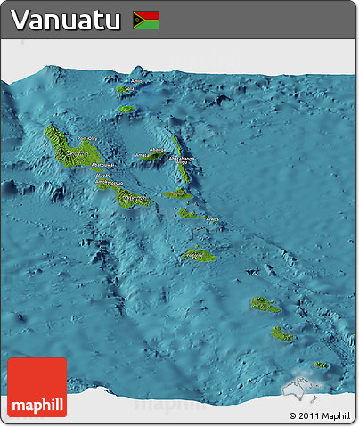 Satellite Panoramic Map of Vanuatu, single color outside