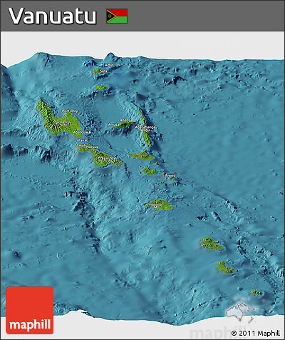 Satellite Panoramic Map of Vanuatu, single color outside