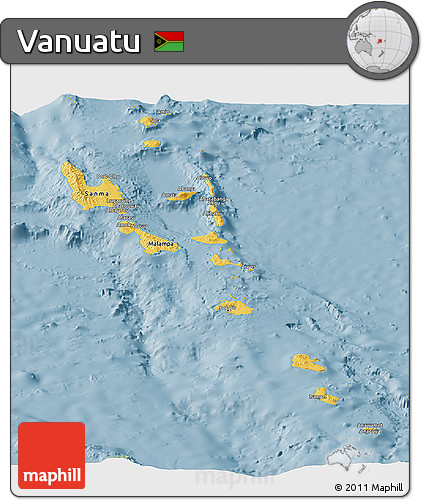 Savanna Style Panoramic Map of Vanuatu