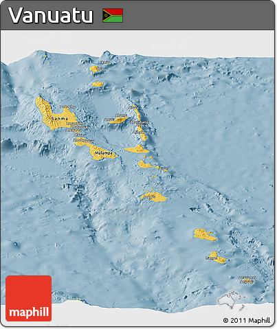 Savanna Style Panoramic Map of Vanuatu