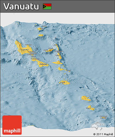 Savanna Style Panoramic Map of Vanuatu