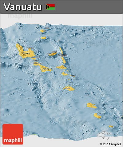 Savanna Style Panoramic Map of Vanuatu, single color outside