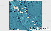 Shaded Relief Panoramic Map of Vanuatu, single color outside, satellite sea