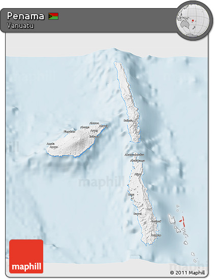 Gray 3D Map of Penama, single color outside