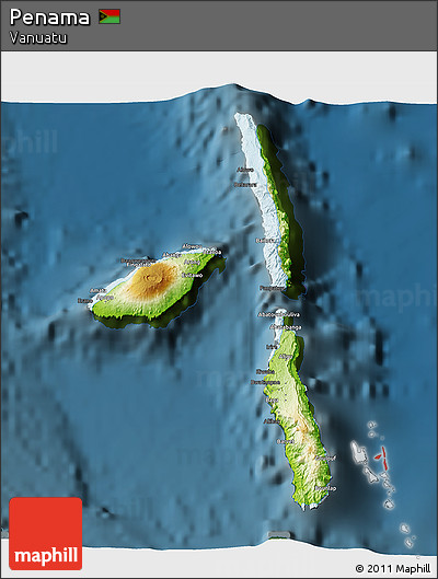 Physical 3D Map of Penama, darken
