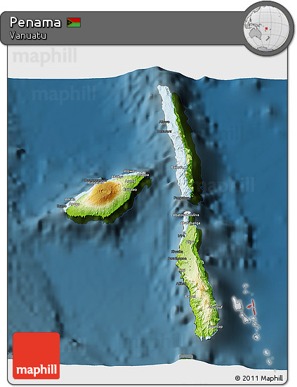 Physical 3D Map of Penama, darken