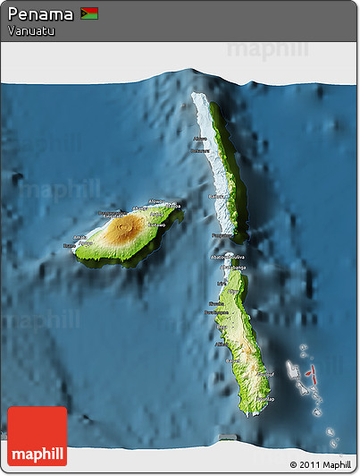 Physical 3D Map of Penama, darken