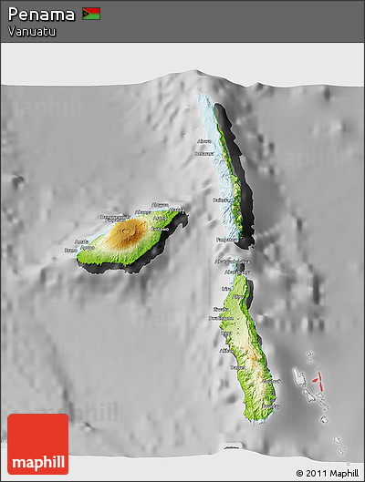 Physical 3D Map of Penama, desaturated