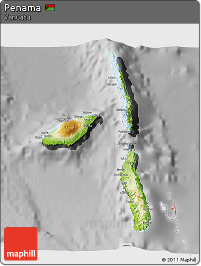Physical 3D Map of Penama, desaturated