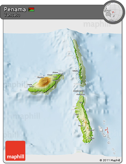 Physical 3D Map of Penama, lighten