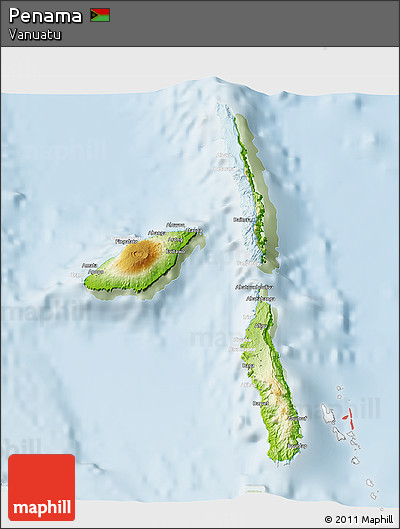 Physical 3D Map of Penama, lighten