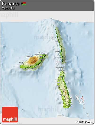 Physical 3D Map of Penama, lighten