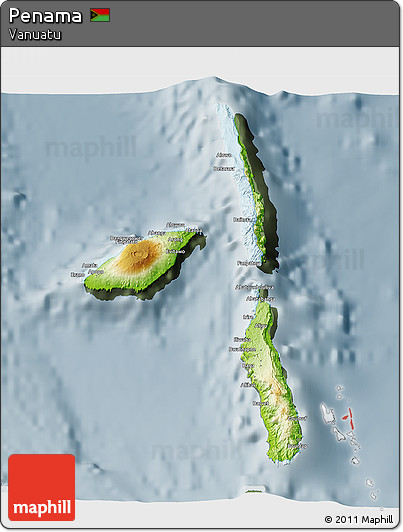 Physical 3D Map of Penama, semi-desaturated