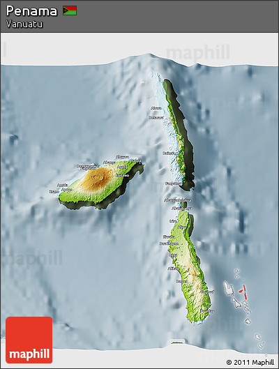 Physical 3D Map of Penama, semi-desaturated