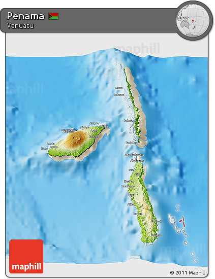 Physical 3D Map of Penama, shaded relief outside