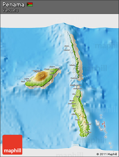 Physical 3D Map of Penama, shaded relief outside