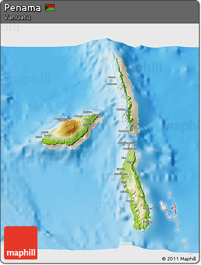 Physical 3D Map of Penama, shaded relief outside