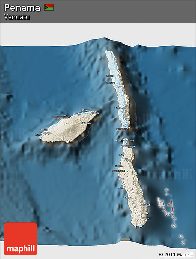 Shaded Relief 3D Map of Penama, darken