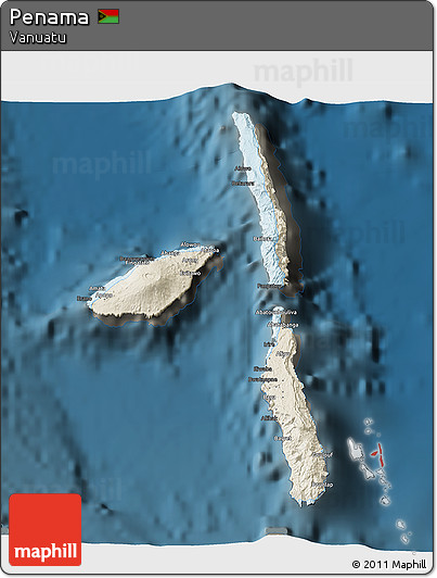 Shaded Relief 3D Map of Penama, darken