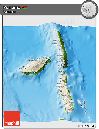 Shaded Relief 3D Map of Penama, physical outside