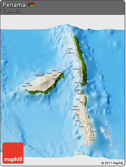 Shaded Relief 3D Map of Penama, physical outside