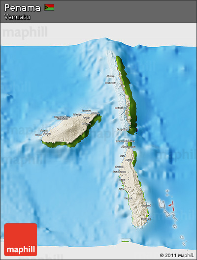 Shaded Relief 3D Map of Penama, physical outside