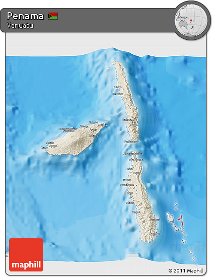 Shaded Relief 3D Map of Penama, political outside