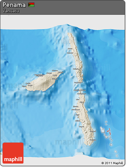Shaded Relief 3D Map of Penama, political outside