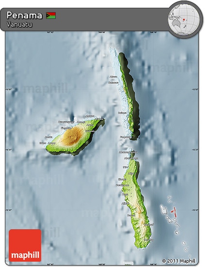 Physical Map of Penama, semi-desaturated