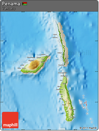 Physical Map of Penama, shaded relief outside