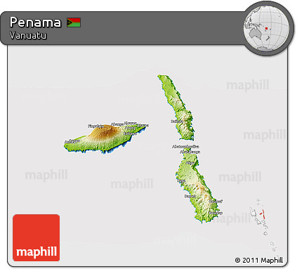 Physical Panoramic Map of Penama, cropped outside